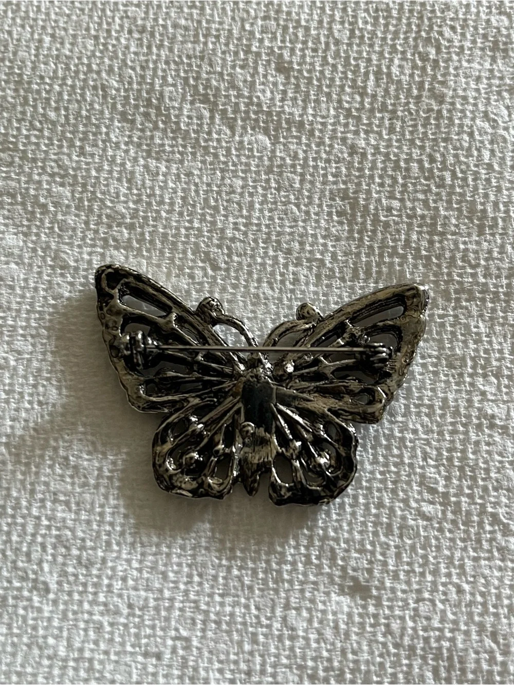 Vintage Butterfly Brooch Pin - Silver Tone